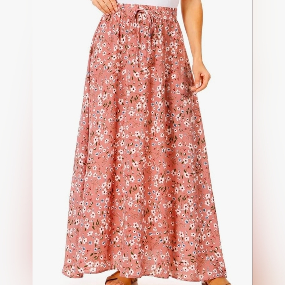 Floral Maxi Skirt in Pink